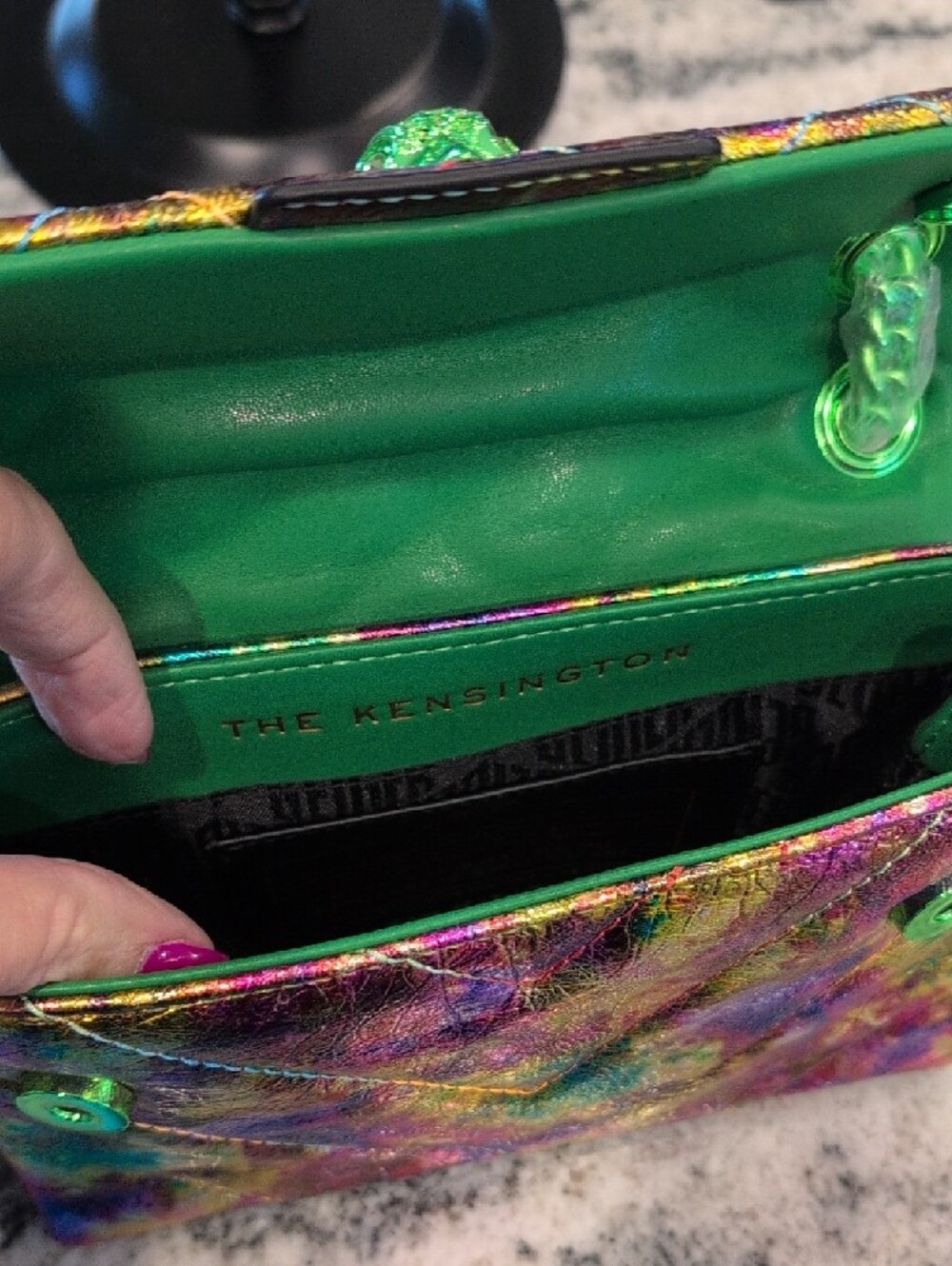 Kurt Geiger RARE Metallic Multicolor Quilted Mini Kensington Bag - Picture 5 of 6